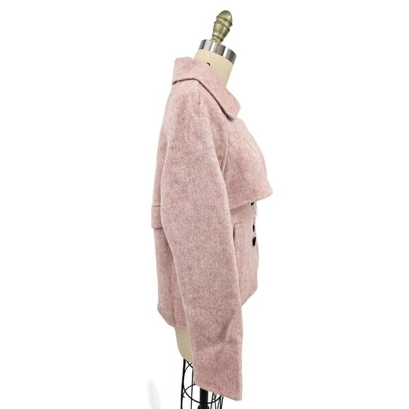 New Belle & Bloom Im Yours Wool Blend Peacoat Womens XS Blush Cropped Jacket - Picture 3 of 9